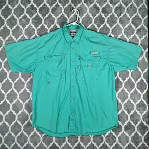 Columbia PFG Shirt Mens XL Green Performance Fishing Gear Short Sleeve Outdoor